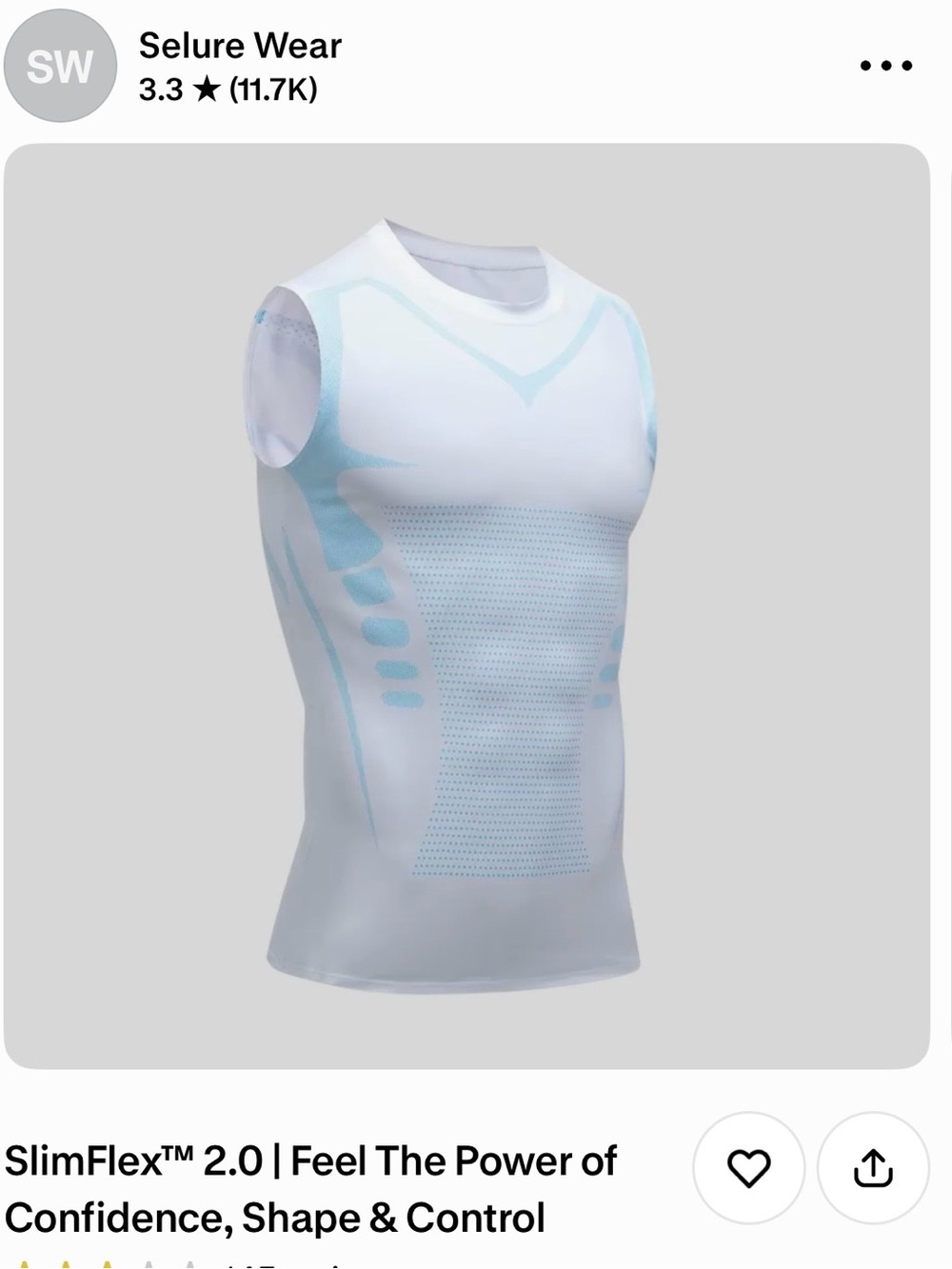 Selure Men’s White & Light Blue Sleeveless Compression Shirt with Rash Guard
